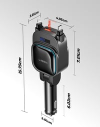 Încărcător auto LISEN 96 W 4 în 1 la brichetă cu afișaj de tensiune USB-C, încărcare rapidă 12-24 V pentru iPhone 16 15 Pro Max, Galaxy S25 S24 Ultra 8
