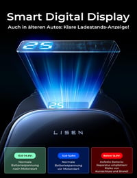 Încărcător auto LISEN 96 W 4 în 1 la brichetă cu afișaj de tensiune USB-C, încărcare rapidă 12-24 V pentru iPhone 16 15 Pro Max, Galaxy S25 S24 Ultra 7