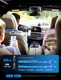 Încărcător auto LISEN 96 W 4 în 1 la brichetă cu afișaj de tensiune USB-C, încărcare rapidă 12-24 V pentru iPhone 16 15 Pro Max, Galaxy S25 S24 Ultra 3