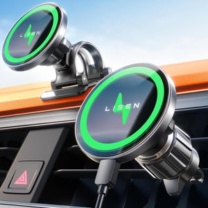 Suport auto pentru telefon LISEN MagSafe cu încărcare wireless de 15W, 360° - negru