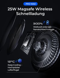Suport auto magnetic cu încărcare LISEN Qi2.2 25 W, cu ventilator de răcire și adaptor de 95 W, pentru MagSafe iPhone 17 16 Pro Max 3