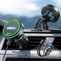 Suport auto magnetic cu încărcare LISEN Qi2.2 25 W, cu ventilator de răcire și adaptor de 95 W, pentru MagSafe iPhone 17 16 Pro Max 1