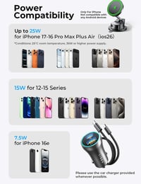LISEN Qi2.2 Magnetický držiak na mobil do auta s 25W bezdrôtovým nabíjaním, vákuovou prísavkou, pre iPhone 17 Pro Max a sériu Air 16-12 8