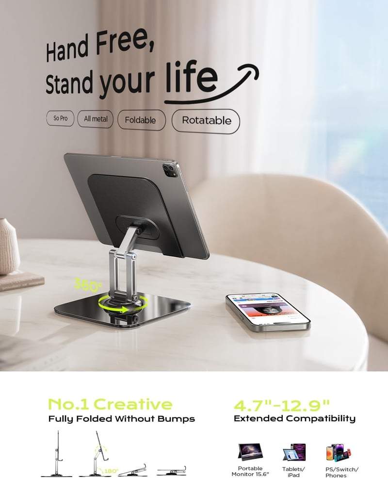 LISEN Univerzális Tablet Állvány iPad Pro Air és Samsung Készülékekhez - Állítható Asztali Telefontartó, Stabil Irodai Kiegészítő