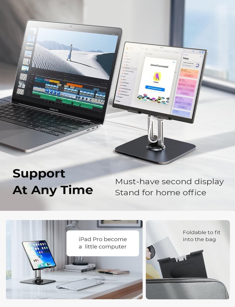 LISEN Univerzális Tablet Állvány iPad Pro Air és Samsung Készülékekhez - Állítható Asztali Telefontartó, Stabil Irodai Kiegészítő