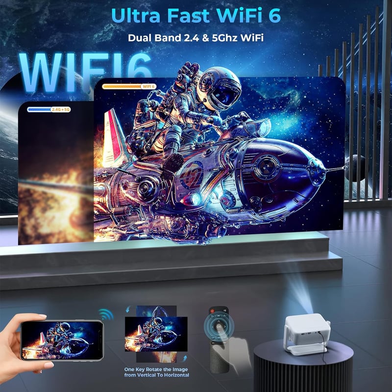 Lisowod 4K Full HD Mini Projektor WiFi Bluetooth 300 Hüvelyk Otthoni Mozi