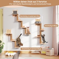 LitaiL 110 cm-es falra szerelhető macskakarcsoló 4 szinttel, valódi fa, szürke 7