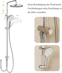 Litake Esőzuhany Szett Rozsdamentes Acél Oszloppal, 25 cm Kerek Fejzuhany 5