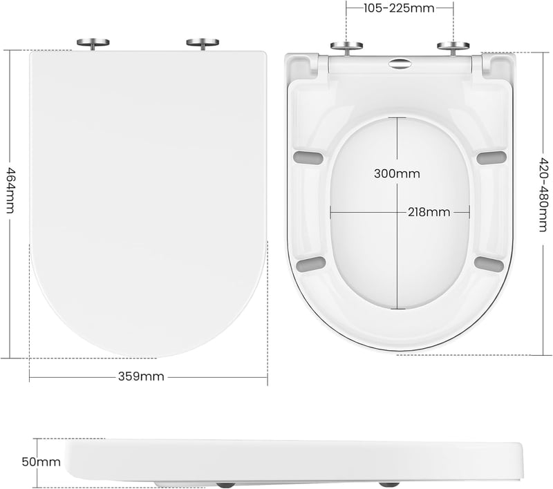 Litake WC ülőke soft-close mechanizmussal, gyorsleoldás, D-alakú fehér
