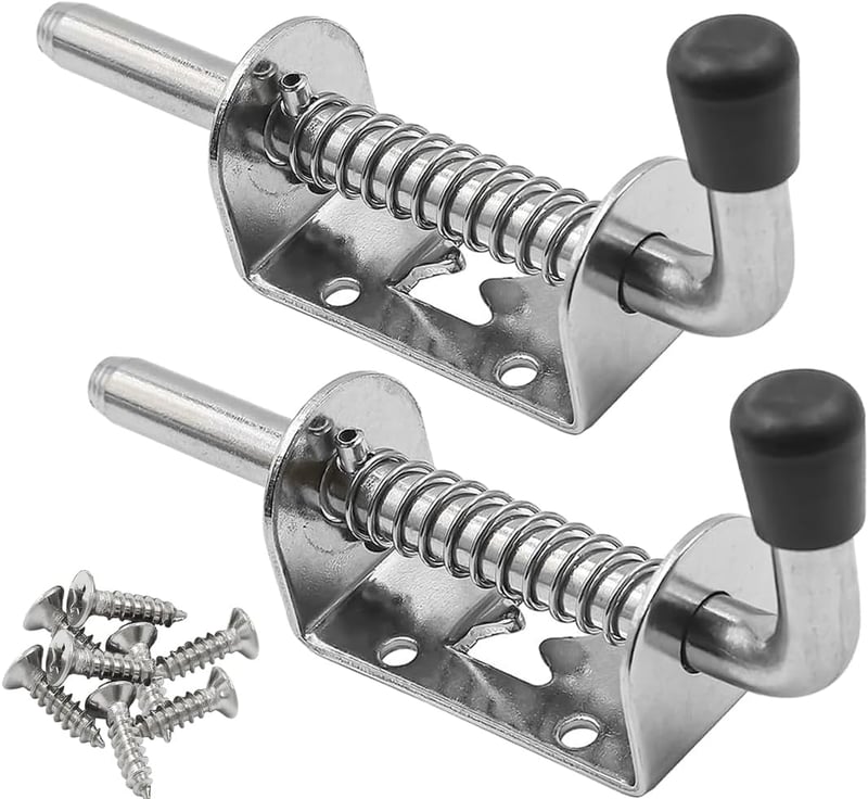 Litensh 304 Rozsdamentes Acél Rugós Retesz - 128mm Ezüst Tolóajtó Zár Csűrhöz, Garázshoz, Szekrényhez, Utánfutóhoz - 4 Irányú Szerelhetőség