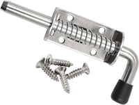 Litensh 304 Rozsdamentes Acél Rugós Retesz - 128mm Ezüst Tolóajtó Zár Csűrhöz, Garázshoz, Szekrényhez, Utánfutóhoz - 4 Irányú Szerelhetőség 8