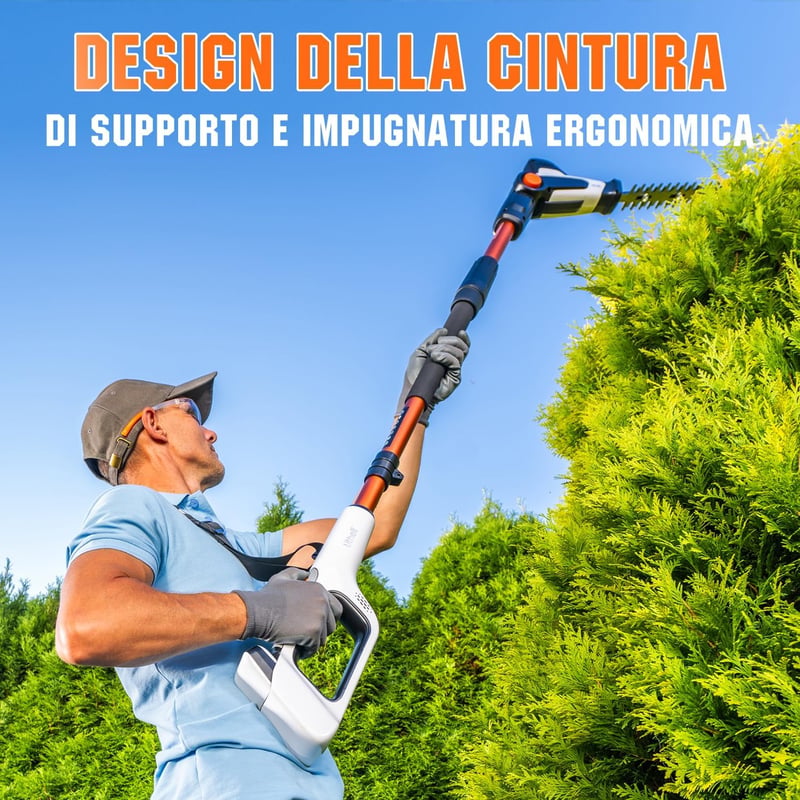 Litheli 20V 2az1-ben Teleszkópos Sövényvágó Elektromos Ágvágó Dönthető Fejjel - Telescopic with 2.0 Ah Battery