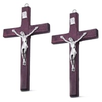 Lithyc, 2 bucăți Cruce din lemn cu Isus, decorațiune religioasă de perete, crucifix pentru perete, decorațiune de Paște pentru casă, decorațiune de perete pentru living, hol și birou 1