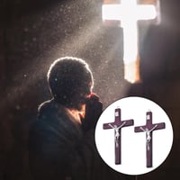 Lithyc, 2 bucăți Cruce din lemn cu Isus, decorațiune religioasă de perete, crucifix pentru perete, decorațiune de Paște pentru casă, decorațiune de perete pentru living, hol și birou 7