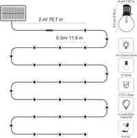 Litogo G40 Kültéri Napelemes Fényfüzér 8m 25+2 LED Izzóval - IP55 Vízálló, 4 Világítási Mód, Meleg Fehér 2700K - Kerti, Erkély, Esküvői Deko 6