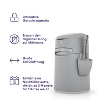 Litter Genie Platinum macska alom tároló vödör - fehér, rozsdamentes acél, Easy Roll szakítható zacskók, 1 db utántöltő 12 zacskóval és lapá 2