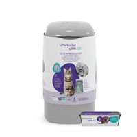 Litter Genie Platinum macska alom tároló vödör - fehér, rozsdamentes acél, Easy Roll szakítható zacskók, 1 db utántöltő 12 zacskóval és lapá 1