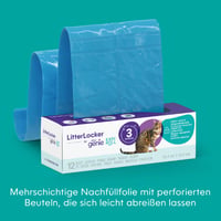 Litter Genie Platinum macska alom tároló vödör - fehér, rozsdamentes acél, Easy Roll szakítható zacskók, 1 db utántöltő 12 zacskóval és lapá 9