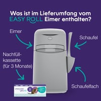 Litter Genie Platinum macska alom tároló vödör - fehér, rozsdamentes acél, Easy Roll szakítható zacskók, 1 db utántöltő 12 zacskóval és lapá 5