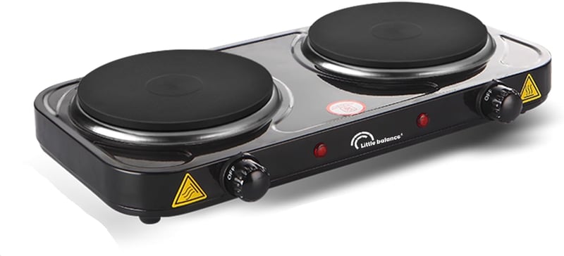 LITTLE BALANCE Vintage Elektromos Dupla Főzőlap 2 Termosztáttal Diákoknak Camping Irodához