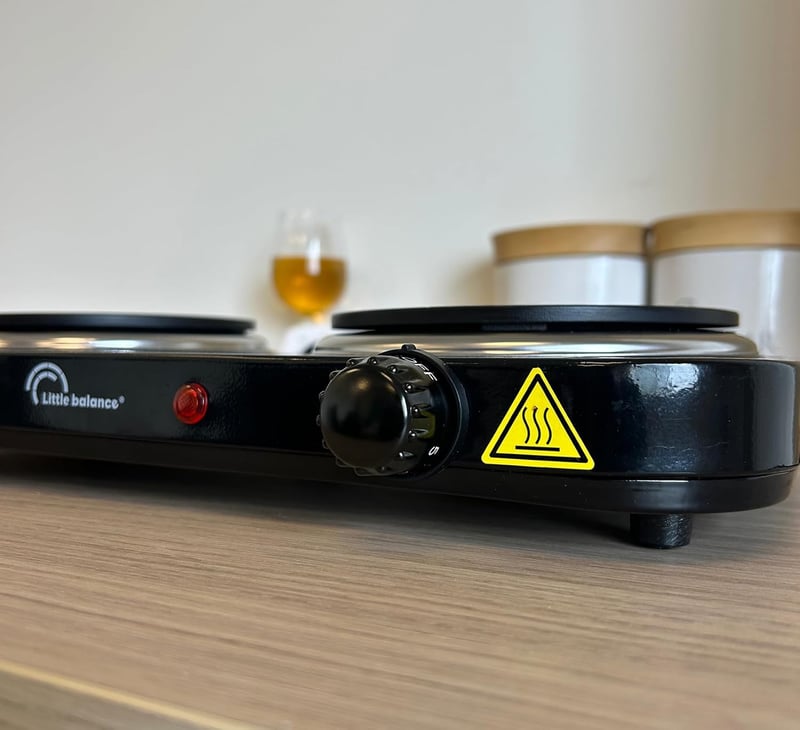 LITTLE BALANCE Vintage Elektromos Dupla Főzőlap 2 Termosztáttal Diákoknak Camping Irodához