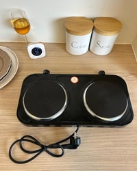 LITTLE BALANCE Vintage Elektromos Dupla Főzőlap 2 Termosztáttal Diákoknak Camping Irodához 3