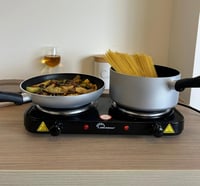 LITTLE BALANCE Vintage Elektromos Dupla Főzőlap 2 Termosztáttal Diákoknak Camping Irodához 2