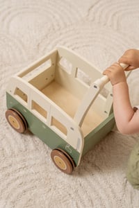 Antemergător din lemn Little Dutch, model Camper Bus - Verde Vintage, pentru copii mici, lemn certificat FSC 6