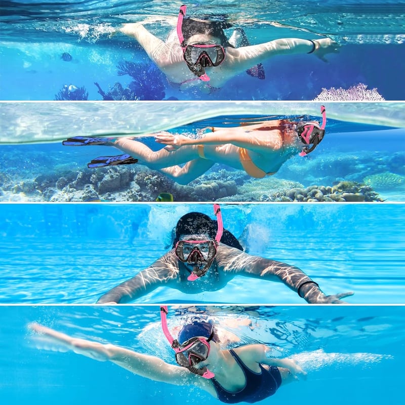 LITTLEJSY Búvár Szett Felnőtteknek Páramentes Edzett Üveg Maszkkal és Száraz Légcsővel - Professzionális Búvárfelszerelés Úszáshoz, Sznorkel