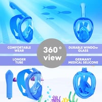 LITTLEJSY Teljes Arcot Fedő Búvármaszk Gyerekeknek, 180° Panoráma Látómezővel, Kamerartóval, Páramentes, Szivárgásmentes Snorkel Szett Fiúkn 3