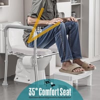 littneo Magasított WC Ülőke Kapaszkodókkal - Állítható Magasság és Szélesség, Kivehető Párnázat, 150kg Teherbírás, Időseknek, Mozgáskorlátoz 3