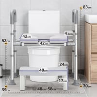 littneo Magasított WC Ülőke Kapaszkodókkal - Állítható Magasság és Szélesség, Kivehető Párnázat, 150kg Teherbírás, Időseknek, Mozgáskorlátoz 2