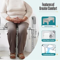 littneo Magasított WC Ülőke Kapaszkodókkal - Állítható Magasság és Szélesség, Kivehető Párnázat, 150kg Teherbírás, Időseknek, Mozgáskorlátoz 4