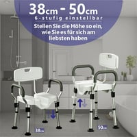 LITTNEO magasságállítható zuhanyszék karfával és támlával, 150 kg terhelhetőség 3