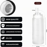 LiuHancsqd fľaše na omáčky, 4 ks, 500 ml, plastové stláčacie fľaše bez obsahu BPA na omáčky a olej s viečkom bezpečným pre potraviny 2