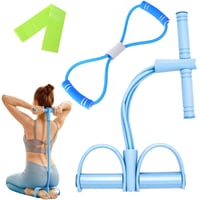 LIULINY Súprava odporových gúm s pedálmi, fitness expandér v tvare osmičky, 6-trubicové elastické lano, pomôcka na precvičovanie sedacích svalov a strečing. 1
