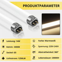 Liuyife 14W žiarivka, balenie 2 ks, T5 teplá biela 3000K, 563 mm, pätica G5, 1250 lm, úsporná žiarivka do kuchyne, kúpeľne, skrine 3