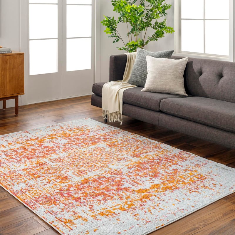 Livabliss Syracusa Vintage szőnyeg 120x170 cm, nappali, étkező, hálószoba, keleti és boho stílus, színes mintás, narancssárga, bézs és rózsaszín