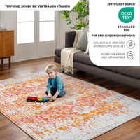 Livabliss Syracusa Vintage szőnyeg 120x170 cm, nappali, étkező, hálószoba, keleti és boho stílus, színes mintás, narancssárga, bézs és rózsaszín 3