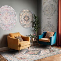 Livabliss Syracusa Vintage szőnyeg 120x170 cm, nappali, étkező, hálószoba, keleti és boho stílus, színes mintás, narancssárga, bézs és rózsaszín 8