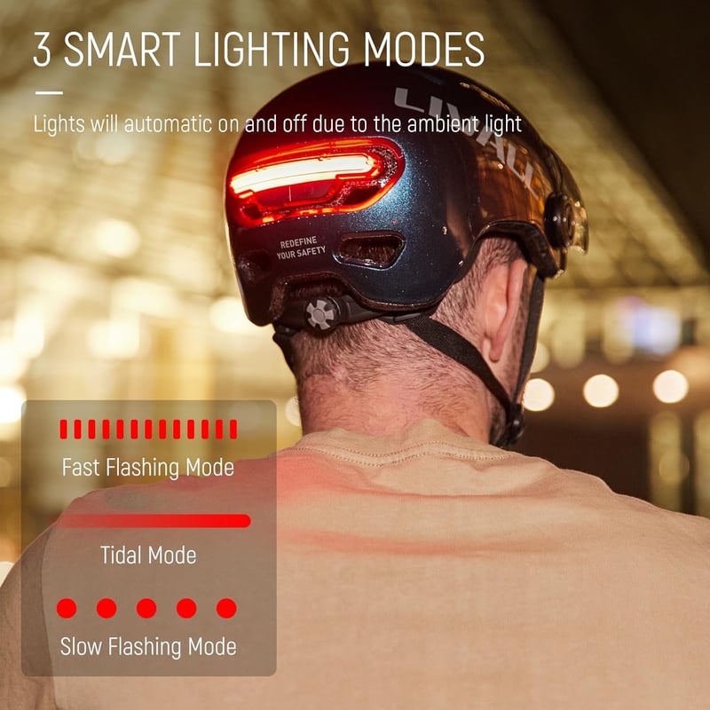 LIVALL L23 Kerékpár Sisak LED Világítással és Levehető Napellenzővel - Városi Bukósisak Felnőtteknek, Bluetooth, SOS Riasztó, Vízálló