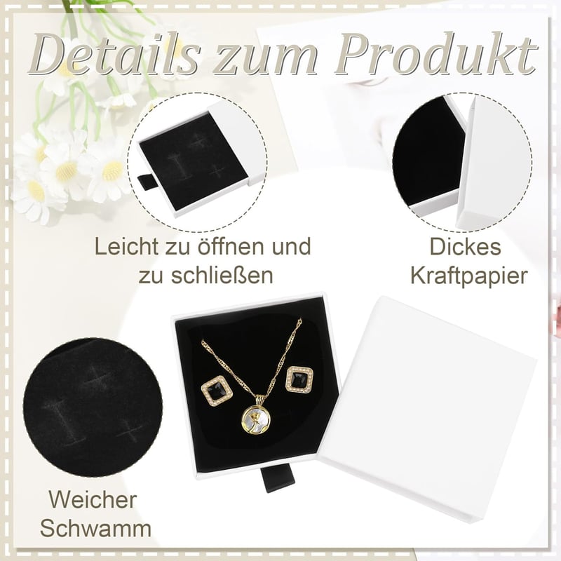 Livdouyu 4 darabos ékszertartó szett fehér, 7x7x1,7 cm karkötő nyaklánc tárolóbox