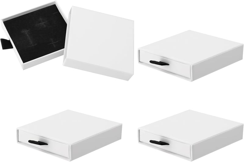 Livdouyu 4 darabos ékszertartó szett fehér, 7x7x1,7 cm karkötő nyaklánc tárolóbox