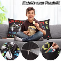 Livdouyu 45x45 cm Gamer Dekorációs Párna 3 Zsebbel és Kulcstartóval 7