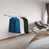 LIVEHITOP Összecsukható Fali Ruhaszárító - Ezüst Fém Ruhaszárító Állvány 2db, 5 Akasztóval, 15kg Teherbírás, Helytakarékos Megoldás Bel- és  3