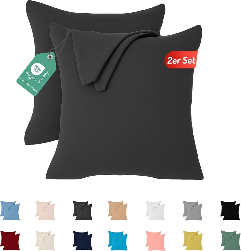 Livessa Párnahuzat 65x65 cm 2 db Jersey Pamut Puha Lélegző Oeko-Tex