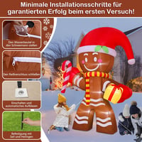 Livofloral Felfújható Mézeskalács Figura 240 cm LED Világítással - Karácsonyi Dekoráció Kültéri Kerti Téli Dísz 6