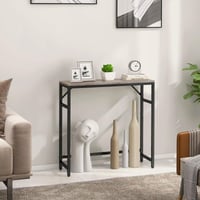 Consolă îngustă Livofloral 75x24x75 cm, Masă de hol în stil industrial cu 2 bare de susținere, Masă laterală de canapea pentru sufragerie, hol, gri 7