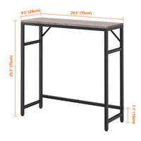 Consolă îngustă Livofloral 75x24x75 cm, Masă de hol în stil industrial cu 2 bare de susținere, Masă laterală de canapea pentru sufragerie, hol, gri 3