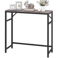 Consolă îngustă Livofloral 75x24x75 cm, Masă de hol în stil industrial cu 2 bare de susținere, Masă laterală de canapea pentru sufragerie, hol, gri 1